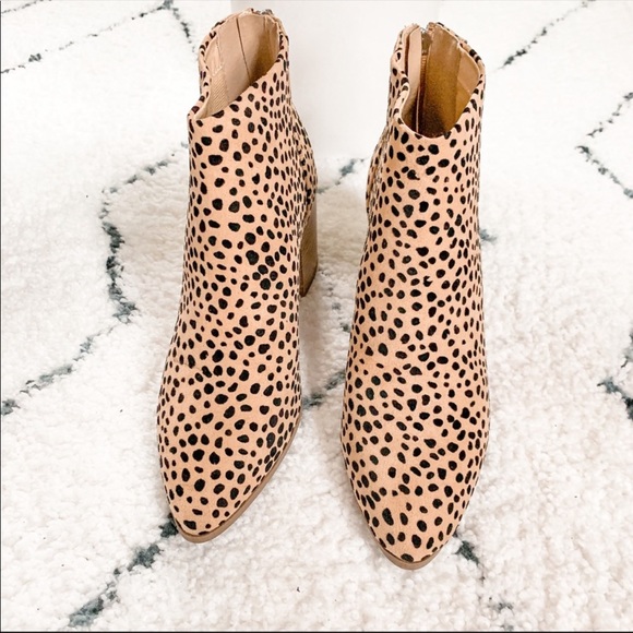 Leopard print ankle booties cheetah wood block - Picture 4 of 9
